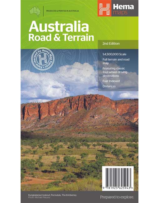 AUSTRALIA ROAD AND TERRAIN MAP
