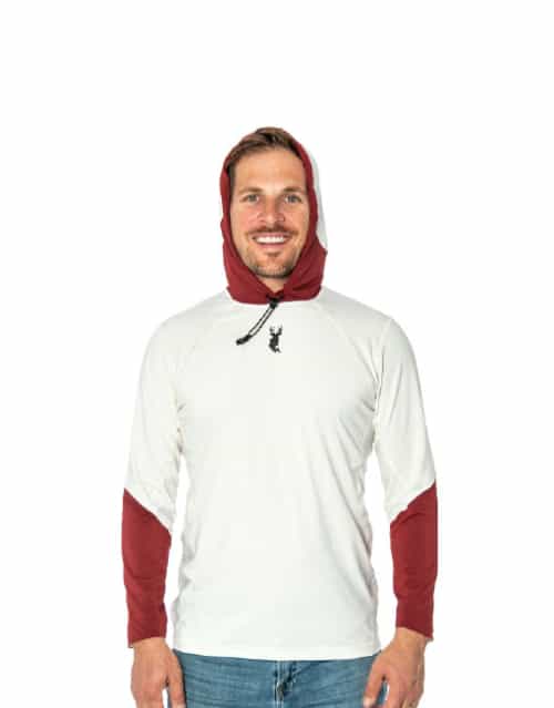 Buck N Bass Delta Long Sleeve Hooded Sun Shirt - Bone White Syrah